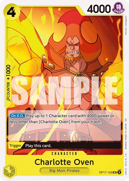 Charlotte Oven, One Piece card OP17-102 — THE WORLD’S STRONGEST WARRIORS set