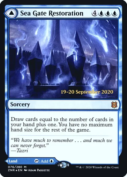 Sea Gate Restoration // Sea Gate, Reborn, Magic card PZNR 76s — Zendikar Rising Promos set