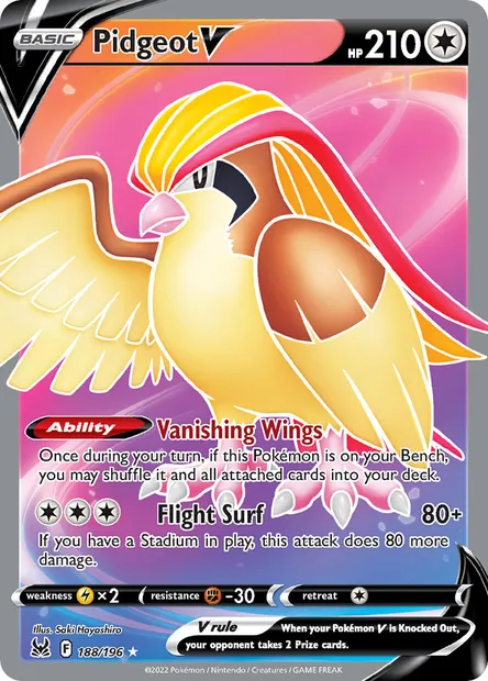 Pidgeot V, Pokémon card LOR 188 — Lost Origin set