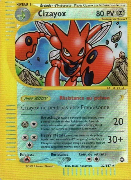 Cizayox, carte Pokémon AQ 32 — extension Aquapolis