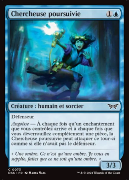Chercheuse poursuivie, carte Magic DSK 73 — extension Duskmourn: House of Horror