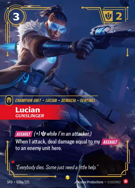 Lucian, Riftbound card SFD 028a — Spiritforged set