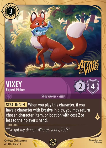 Vixey - Expert Fisher, Disney Lorcana card PD1-004 — PD1 set