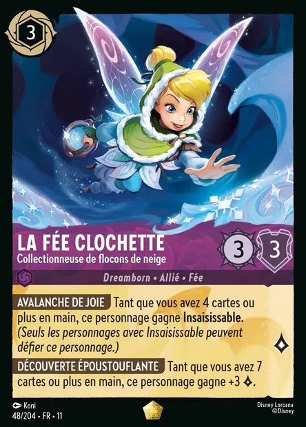 La Fée Clochette - Collectionneuse de flocons de neige, carte Disney Lorcana CH11-048 — extension Givresort