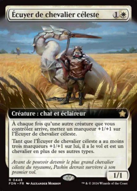 Écuyer de chevalier céleste, carte Magic FDN 448 — extension Foundations