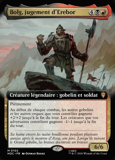 Bolg, jugement d'Erebor, carte Magic HOC 102 — extension The Hobbit Eternal