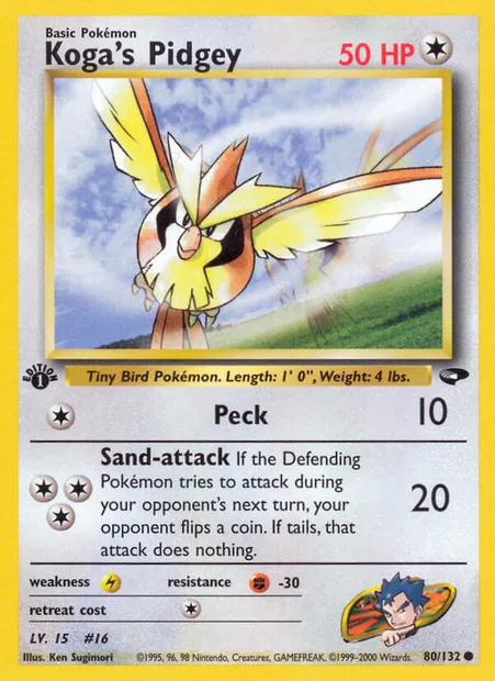 Koga's Pidgey, Pokémon card GC 80 — Gym Challenge set