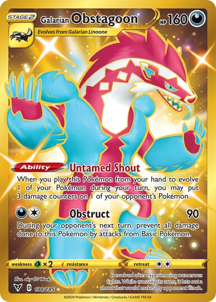Galarian Obstagoon, Pokémon card VIV 198 — Vivid Voltage set