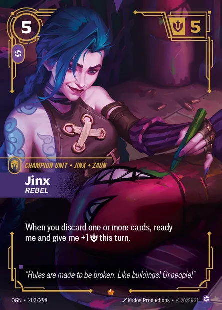 Jinx, carte Riftbound OGN 202 — extension Origins