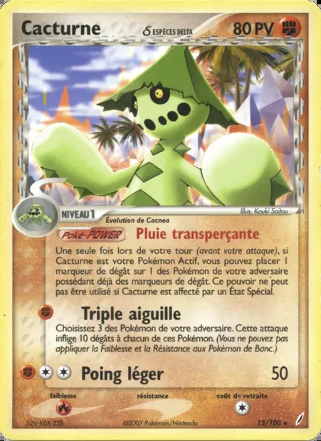 Cacturne δ, carte Pokémon CG 15 — extension EX Gardiens de Cristal