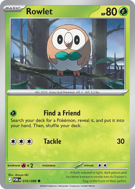 Rowlet, Pokémon card POR 010 — Perfect Order set