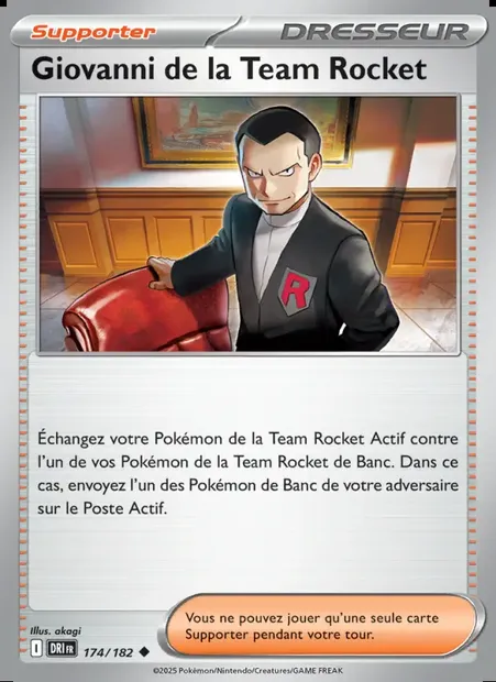 Giovanni de la Team Rocket, carte Pokémon DRI 174 — extension Rivalités Destinées
