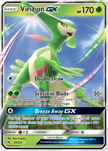Virizion GX, Pokémon card LOT 34 — Lost Thunder set