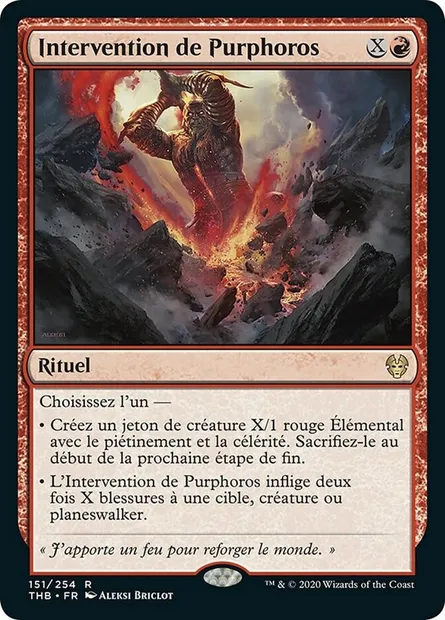 Intervention de Purphoros, carte Magic THB 151 — extension Theros Beyond Death