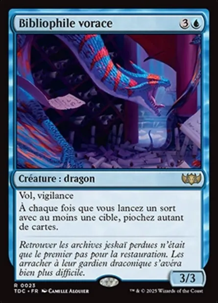 Bibliophile vorace, carte Magic TDC 23 — extension Tarkir: Dragonstorm Commander