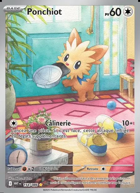 Ponchiot, carte Pokémon WHT 154 — extension Flamme Blanche