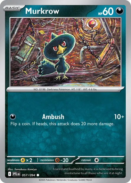 Murkrow, Pokémon card PFL 057 — Phantasmal Flames set