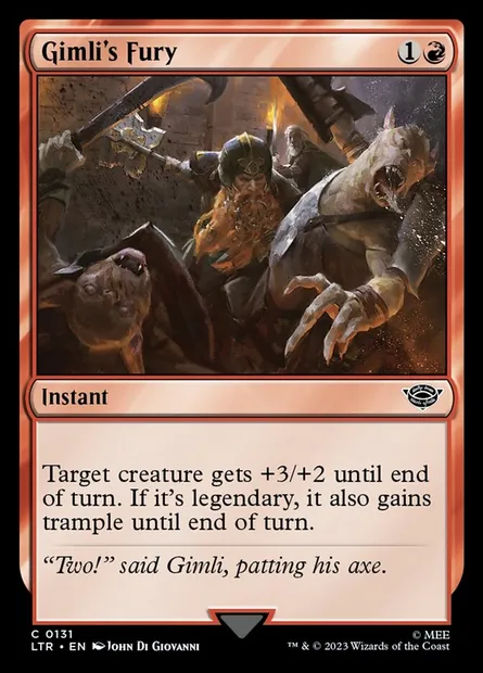 Gimli's Fury, Magic card LTR 131 — The Lord of the Rings: Tales of Middle-earth set