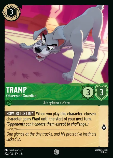 Tramp - Observant Guardian, Disney Lorcana card CH8-087 — The Reign of Jafar set