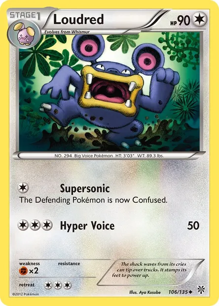 Loudred, Pokémon card PLS 106 — Plasma Storm set