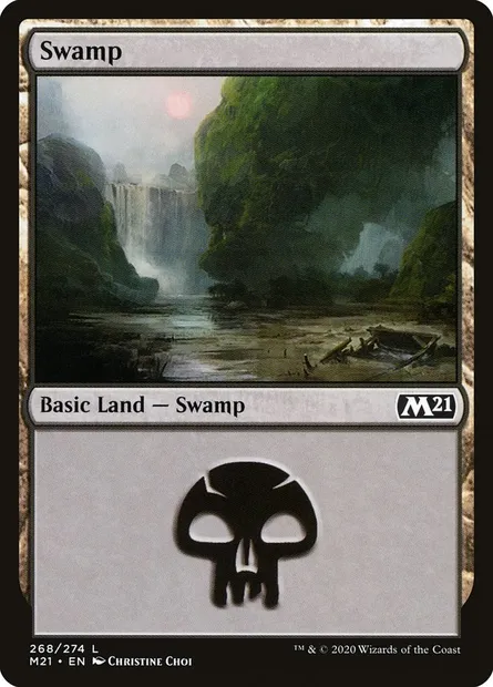 Swamp, Magic card M21 268 — Core Set 2021 set