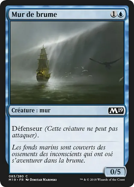 Mur de brume, carte Magic M19 83 — extension Core Set 2019