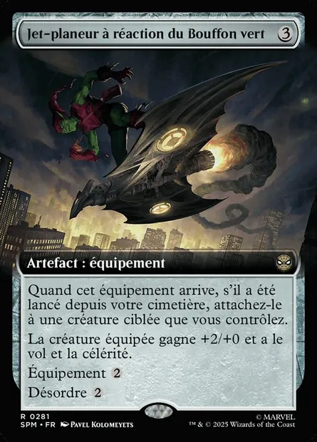 Jet-planeur à réaction du Bouffon vert, carte Magic SPM 281 — extension Marvel's Spider-Man