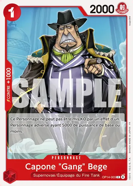 Capone "Gang" Bege, carte One Piece OP14-003 — extension LES SEPT DE LA MER D'AZUR