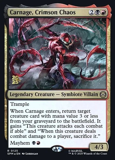 Carnage, chaos écarlate, carte Magic PSPM 125s — extension Marvel's Spider-Man Promos