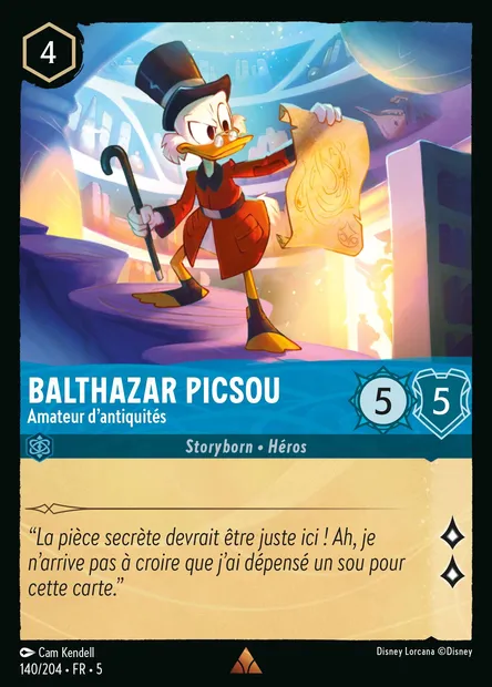 Balthazar Picsou - Amateur d'antiquités, carte Disney Lorcana CH5-140 — extension Ciel Scintillant