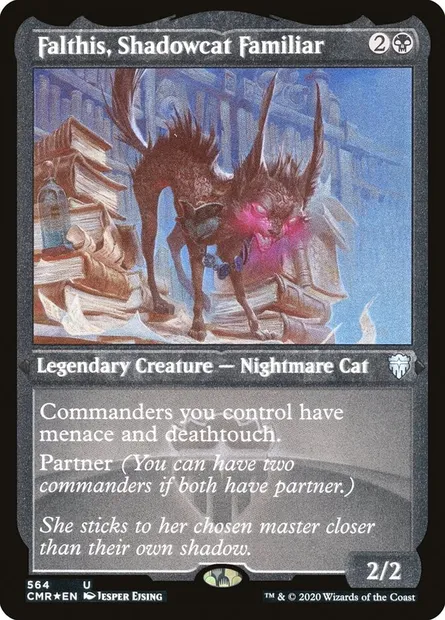 Falthis, Shadowcat Familiar, Magic card CMR 564 — Commander Legends set