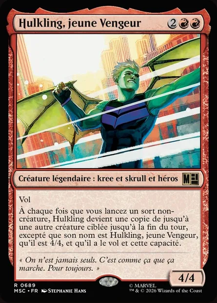 Hulkling, jeune Vengeur, carte Magic MSC 689 — extension Marvel Super Heroes Commander