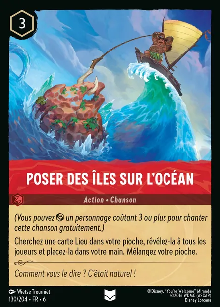 Poser des îles sur l'océan, carte Disney Lorcana CH6-130 — extension La Mer Azurite
