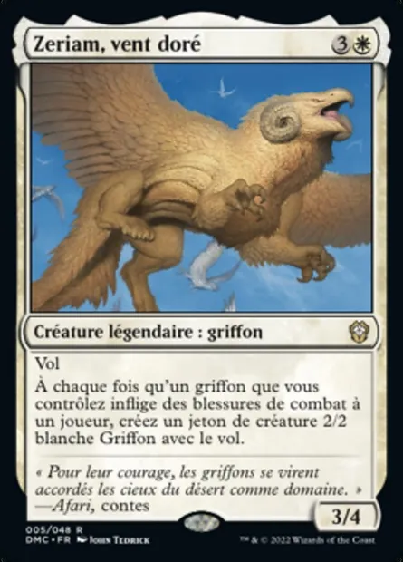 Zeriam, vent doré, carte Magic DMC 5 — extension Dominaria United Commander