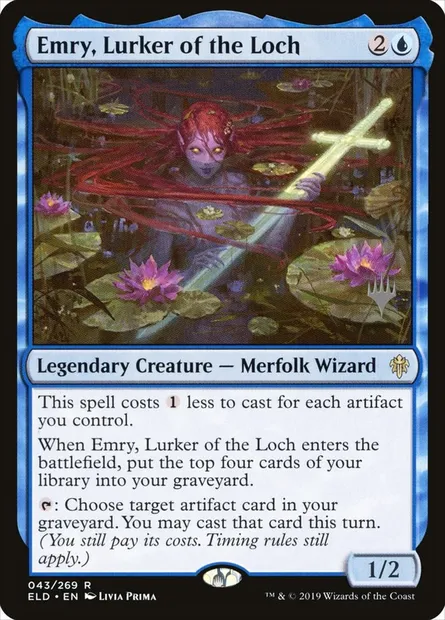 Emry, guetteuse du loch, carte Magic PELD 43p — extension Throne of Eldraine Promos