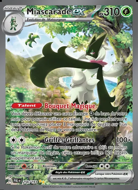 Miascarade-ex, carte Pokémon PAL 256 — extension Évolutions à Paldea