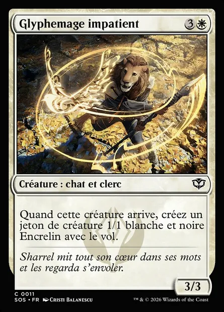 Glyphemage impatient, carte Magic SOS 11 — extension Secrets of Strixhaven