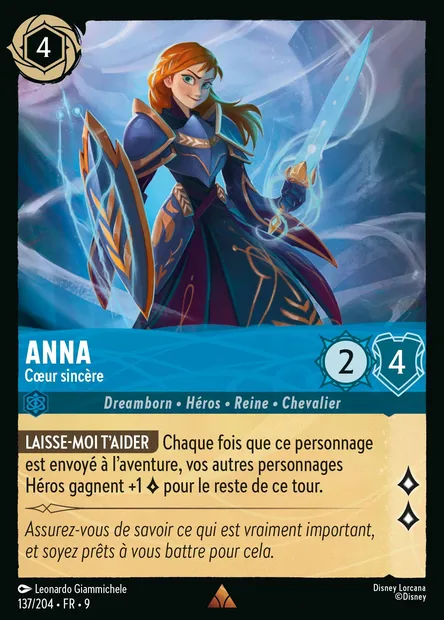 Anna - Cœur sincère, carte Disney Lorcana CH9-137 — extension Fabuleux
