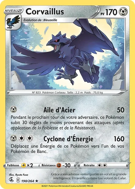 Corvaillus, carte Pokémon FST 190 — extension Poing de Fusion