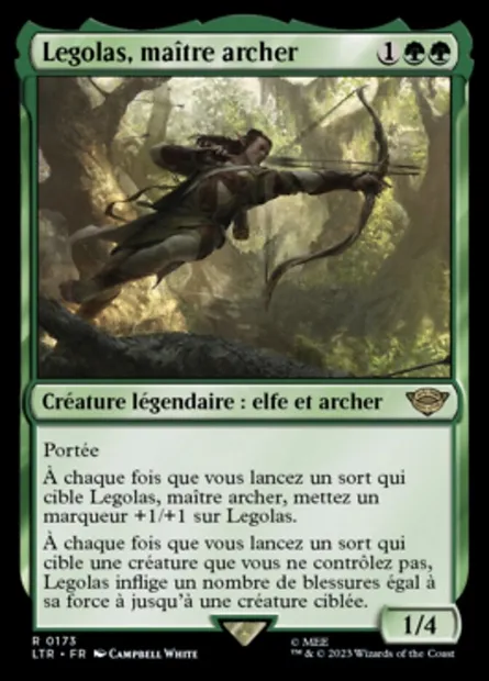 Legolas, maître archer, carte Magic LTR 173 — extension Le Seigneur des Anneaux : chroniques de la Terre du Milieu