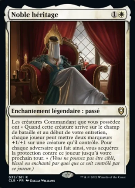 Noble héritage, carte Magic CLB 35 — extension Commander Légendes : la bataille de la Porte de Baldur