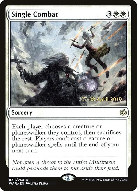 Combat singulier, carte Magic PWAR 30s — extension War of the Spark Promos