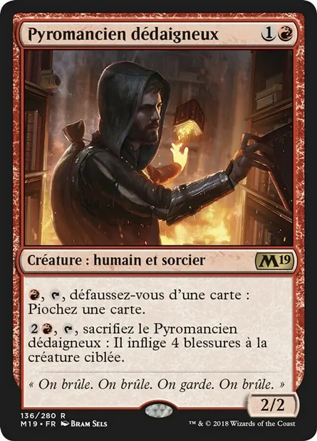 Pyromancien dédaigneux, carte Magic M19 136 — extension Core Set 2019