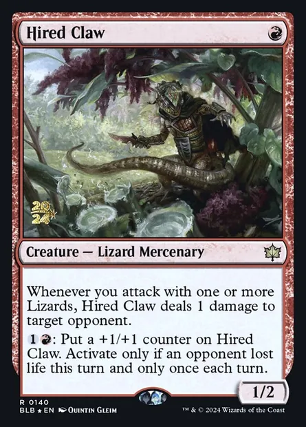 Hired Claw, Magic card PBLB 140s — Bloomburrow Promos set