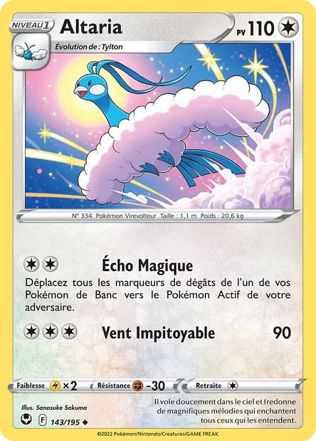 Altaria, carte Pokémon SIT 143 — extension Tempête Argentée