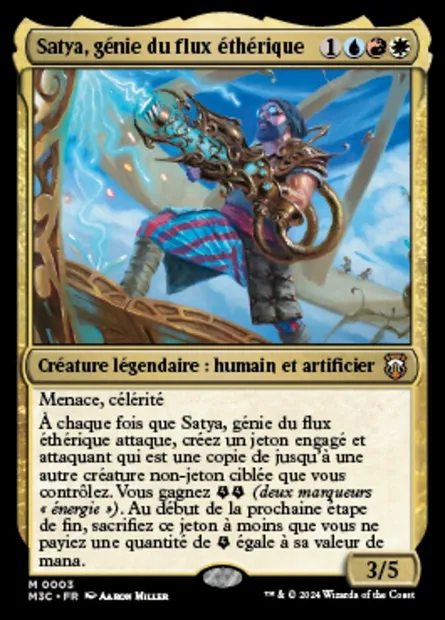 Satya, génie du flux éthérique, carte Magic M3C 3 — extension Modern Horizons 3 Commander