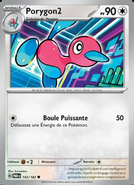 Porygon2, carte Pokémon PAR 143 — extension Faille Paradoxe
