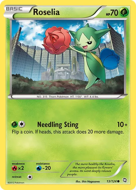 Roselia, Pokémon card DRX 13 — Dragons Exalted set