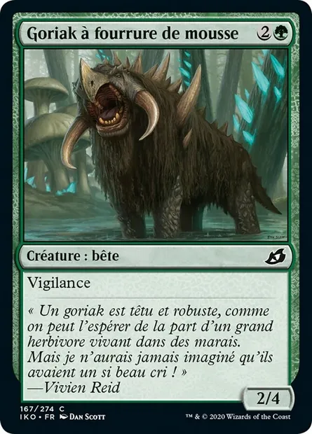 Goriak à fourrure de mousse, carte Magic IKO 167 — extension Ikoria: Lair of Behemoths