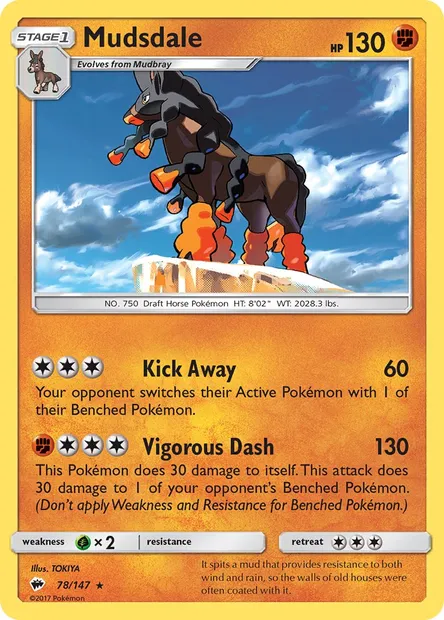 Mudsdale, Pokémon card BUS 78 — Burning Shadows set